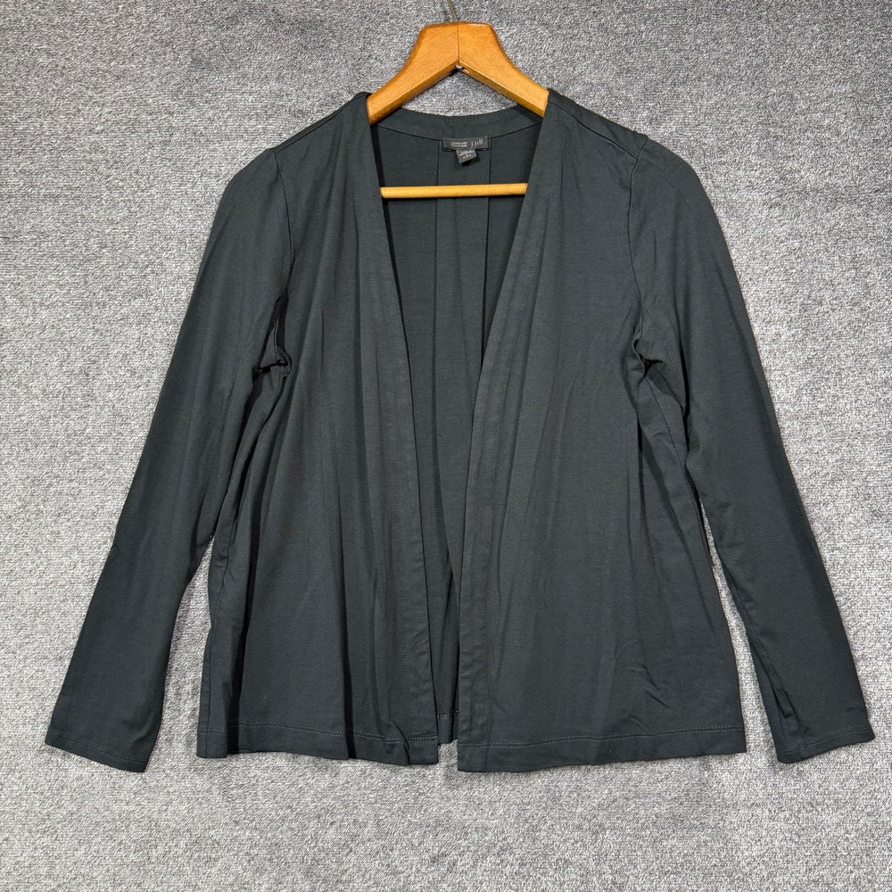 J. Jill Wearever Black Open Front Cardigan‎ Small S P Inverted Pleat Petite